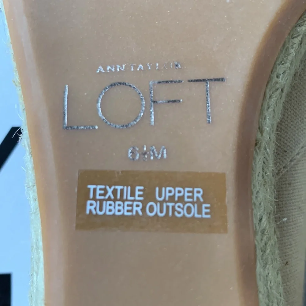 LOFT Beige Joey Peep Toe Espadrille Heeled Wedge Size 6.5